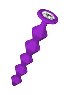 Фиолетовая анальная цепочка Chummy с кристаллом (16 см)