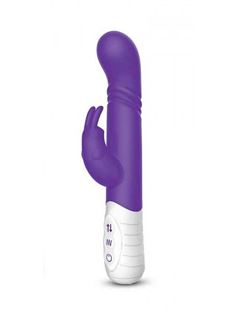 Фиолетовый вибромассажер для G-точки Slim Shaft Thrusting G-spot Rabbit (23 см)