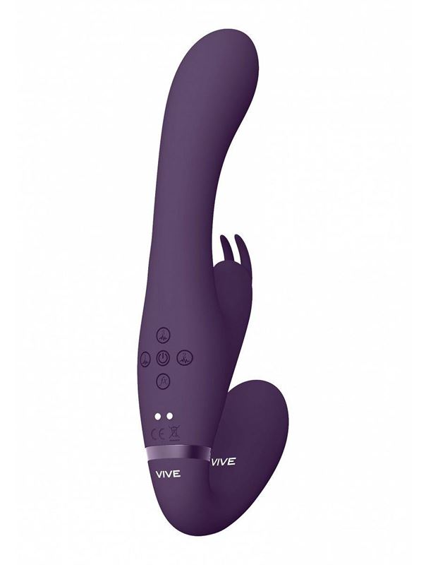 Фиолетовый безремневой вибрострапон Suki со стимулятором клитора (22 см)