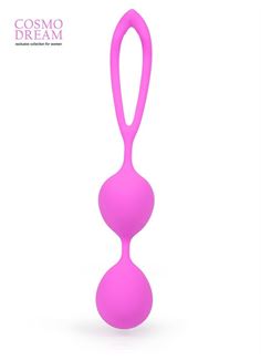 Розовые силиконовые вагинальные шарики с петлей (17 см)